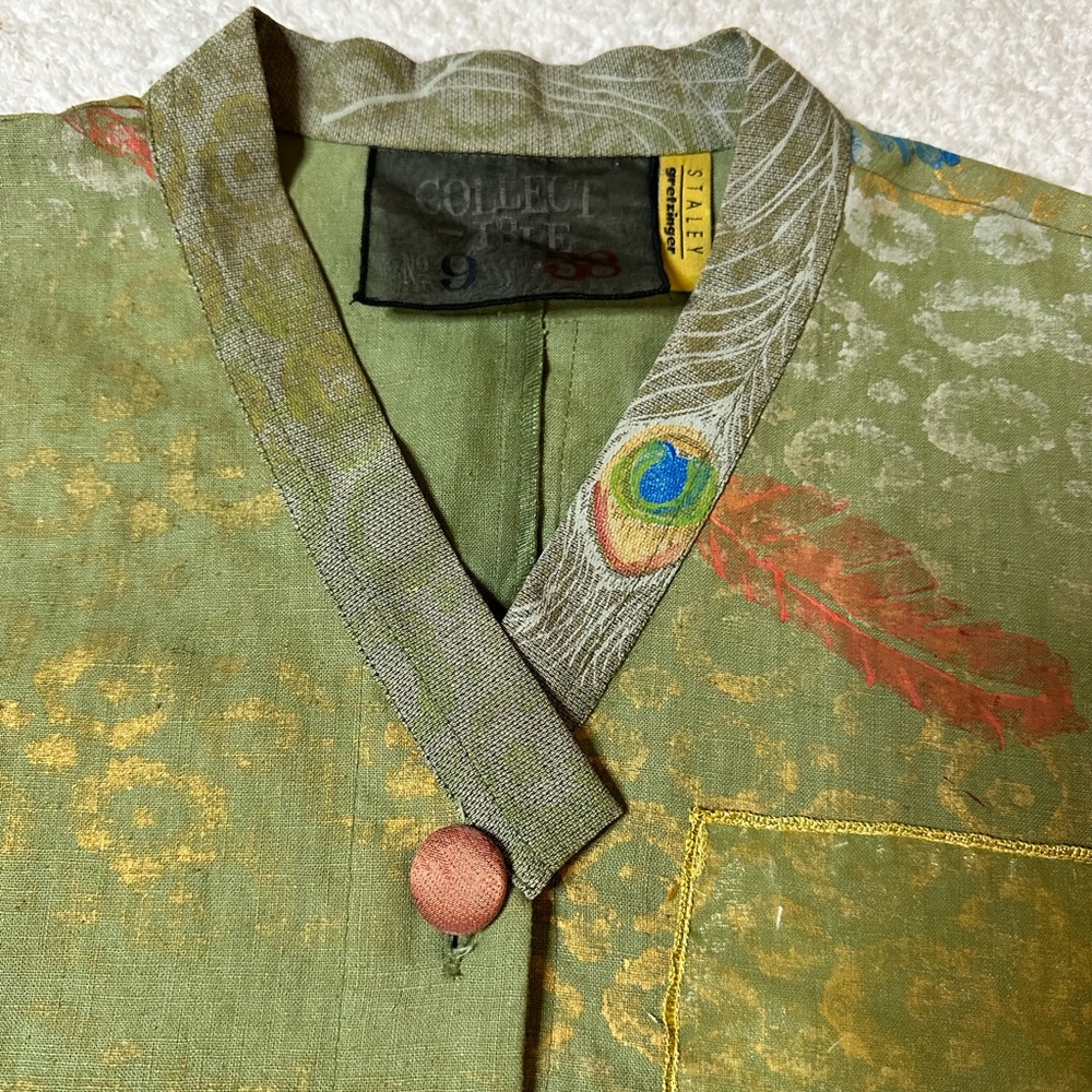 Staley Gretzinger Top S/M Shirt Rare Painted Button Up Lagenlook Art To Wear - Picture 7 of 16
